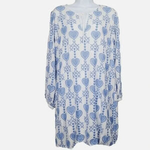 Johnny Was Jade Biya JWLA Workshop
Embroidery Blu Heart Blouse Top Shirt Tunic